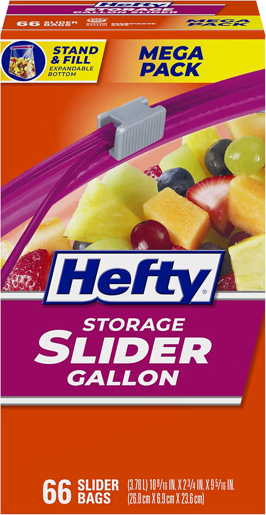 Hefty Slider Kitchen Storage Bags, Gallon Size, 66 Count | Amazon (US)