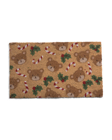 18x30 Coir Holiday Teddy Bears Doormat | TJ Maxx