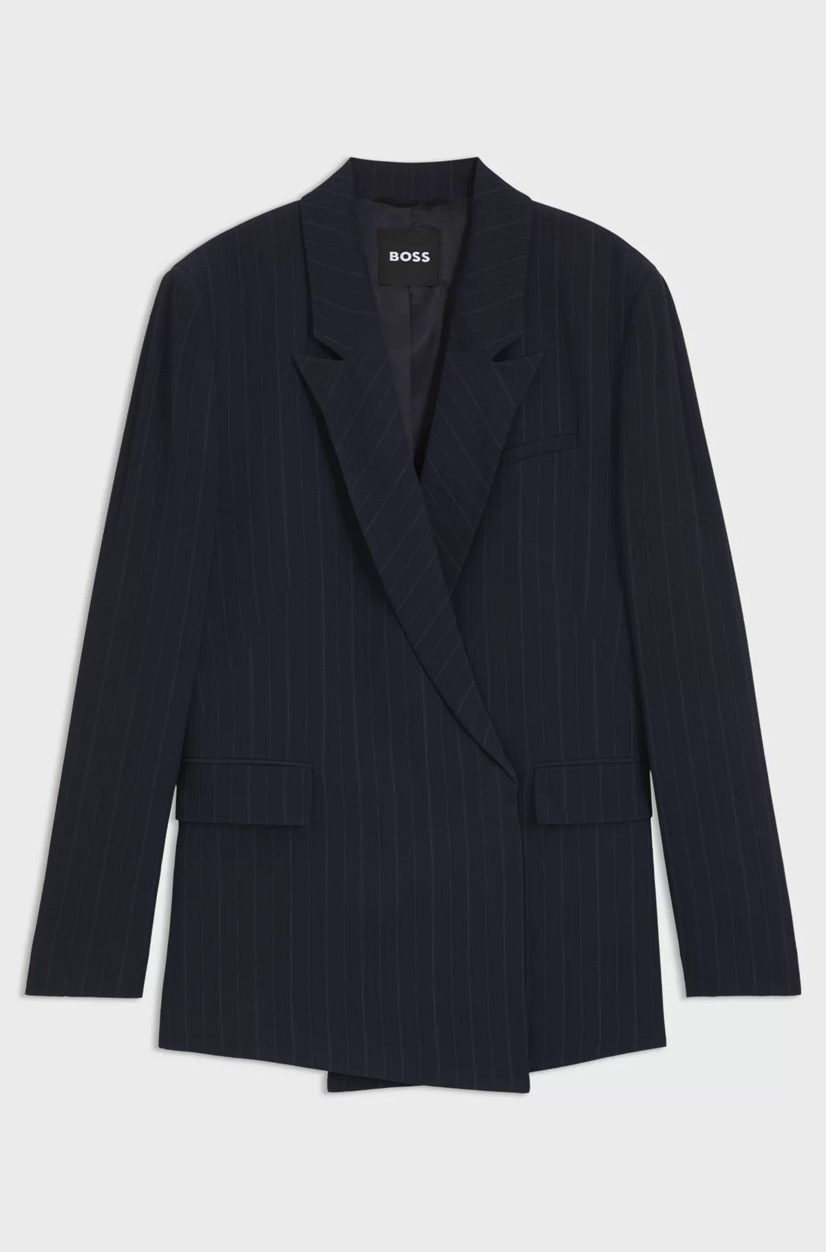 Relaxed-fit pinstripe blazer with concealed closure | HUGO BOSS AG - Australia