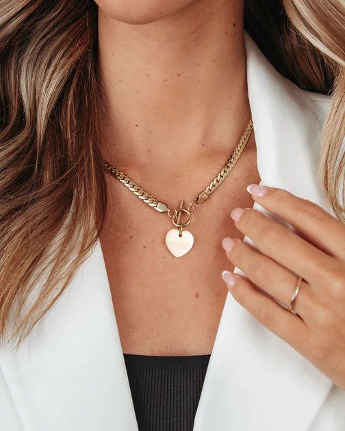 Amber Heart And Toggle Necklace - Gold | VICI Collection