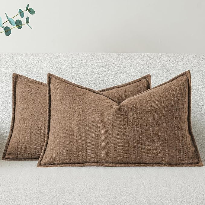 a moment Linen Pillow Covers Set of 2,Boho Farmhouse Throw Pillowcases Neutral Textured Decorativ... | Amazon (US)