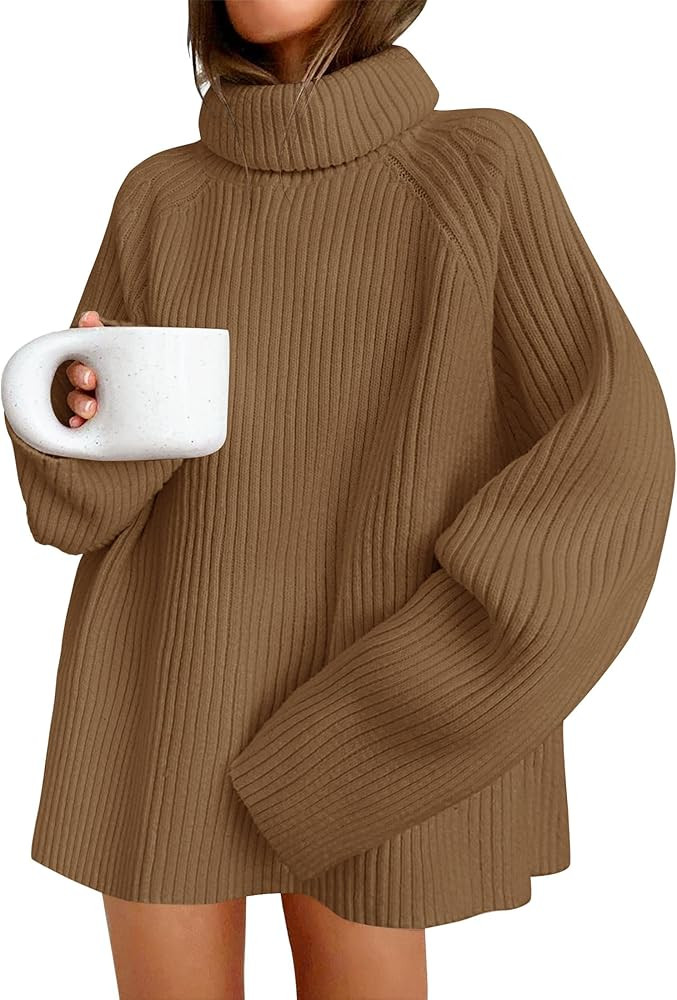 ZESICA Women's 2025 Fall Winter Sweaters Oversized Turtleneck Long Sleeve Chunky Knitted Pullover... | Amazon (US)