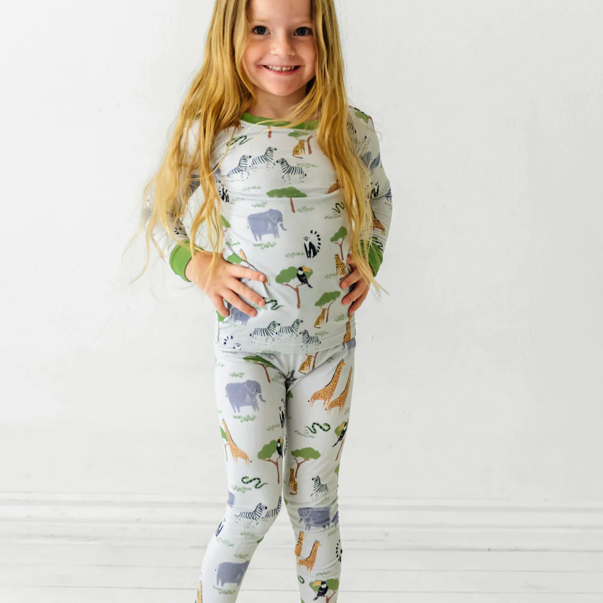 Safari Friends Two-Piece Bamboo Viscose Pajama Set | Little Sleepies