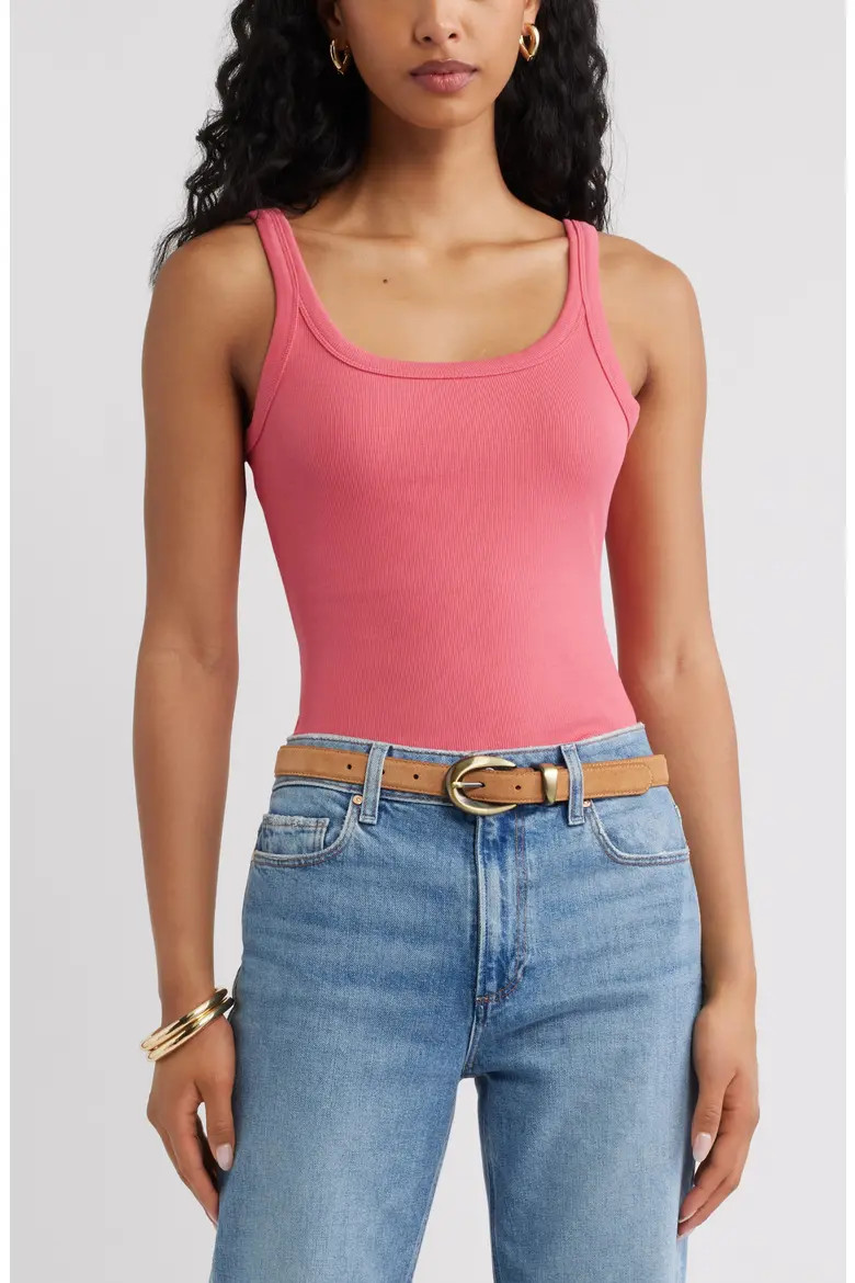 Open Edit Rib Camisole in Brown Seal at Nordstrom, Size Medium | Nordstrom