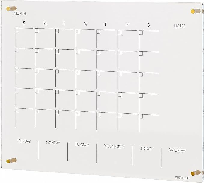 KeepItOrg Dry Erase Calendar for Wall Monthly Planner - Acrylic Calendar for Wall 24"x18" - Weekl... | Amazon (US)