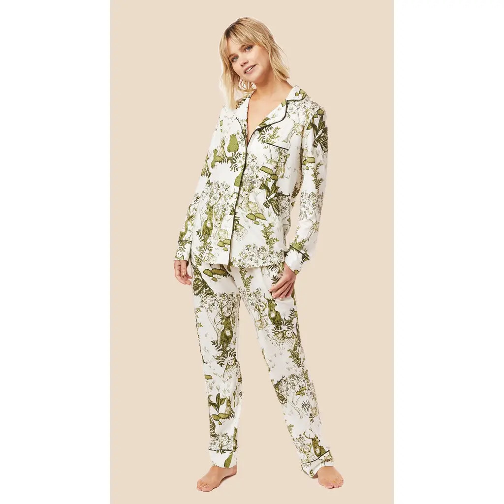The Cat's Pajamas Pima Knit Pajama Set in Woodside at Nordstrom, Size Large | Nordstrom