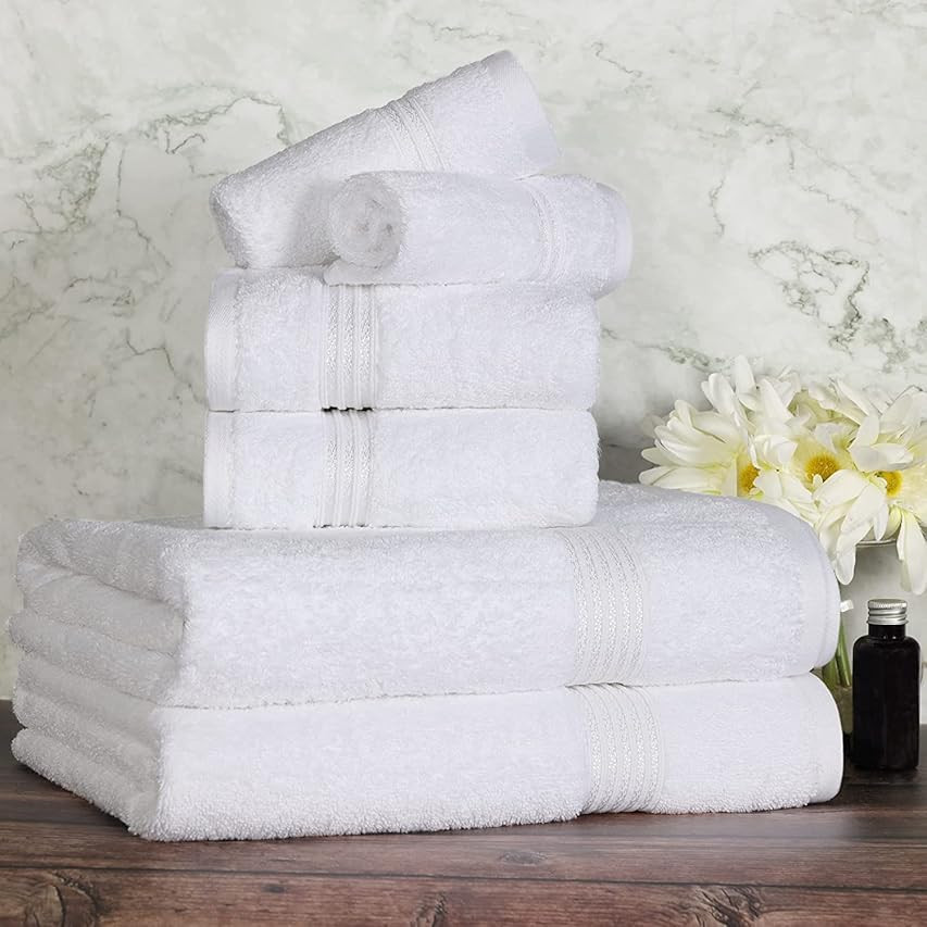 Hammam Linen White Bath Towels Set 6-Piece Original Turkish Cotton Soft, Absorbent and Premium Towel | Amazon (US)