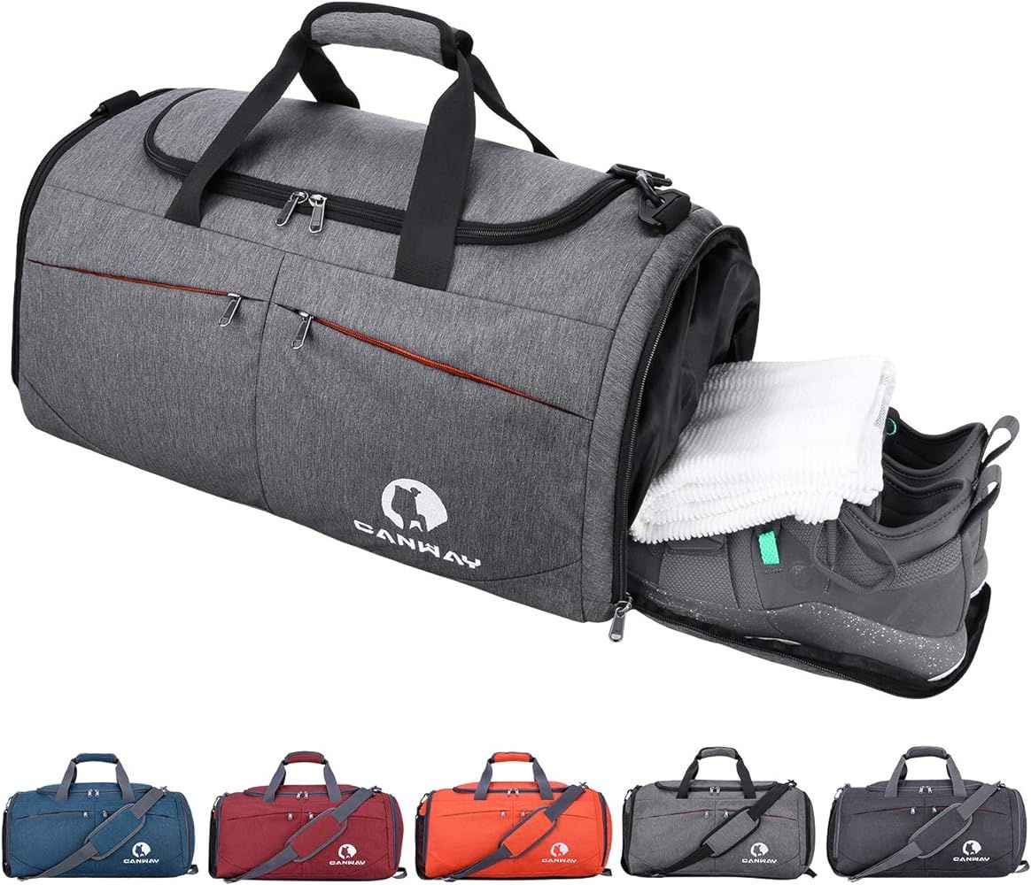 Canway Sports Gym Bag, Travel Duffel bag with Wet Pocket & Shoes Compartment for men women, 45L,... | Amazon (US)