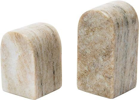 Creative Co-Op Contemporary Decorative Office Shelves and Marble, Set of 2 Bookends, Beige, 2 | Amazon (US)