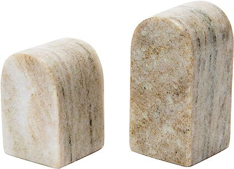 Creative Co-Op Contemporary Decorative Office Shelves and Marble, Set of 2 Bookends, Beige, 2 | Amazon (US)