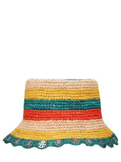 Paco Rabanne - Raffia bucket hat w/ metallic discs - Multicolor | Luisaviaroma | Luisaviaroma