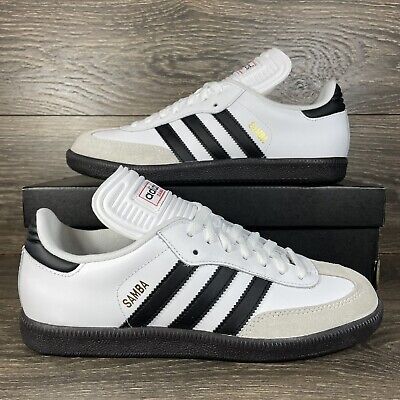 adidas Men's Samba Classic White Leather Athletic Sneakers Trainers Shoes New | eBay US