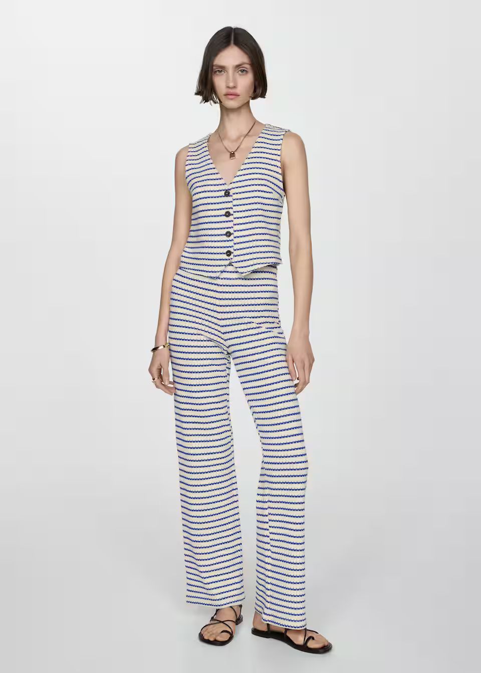 Crochet striped pants -  Women | Mango USA | MANGO (US)