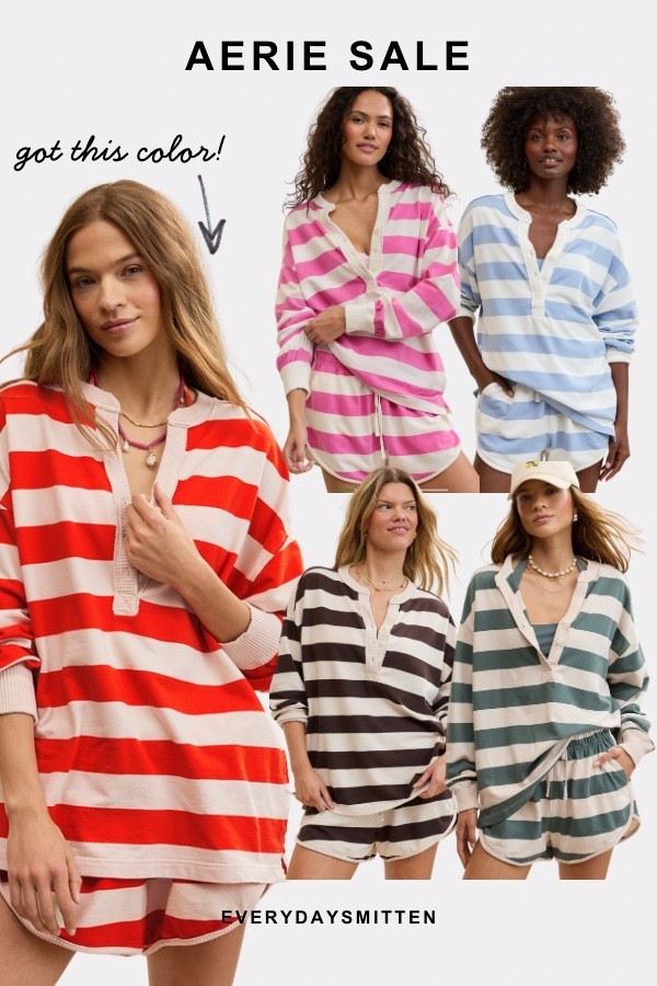 aerie sale! Code LTKAERIE20 
cutest matching sets with henley sweatshirt and terry shorts! 

#LTKmomlife #LTKMothersDay #LTKxAerie