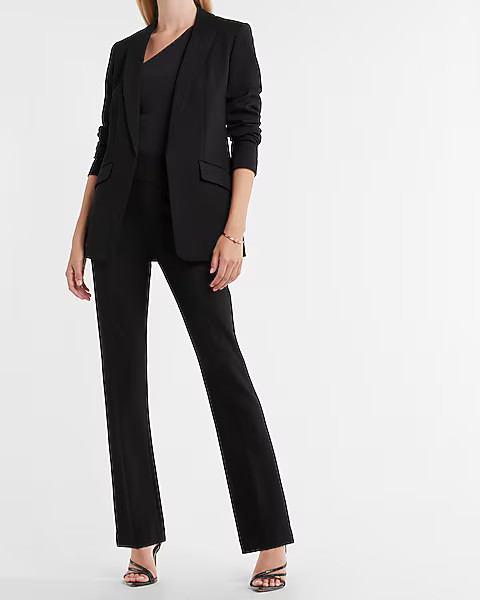 Open Front Peak Lapel Boyfriend Blazer | Express
