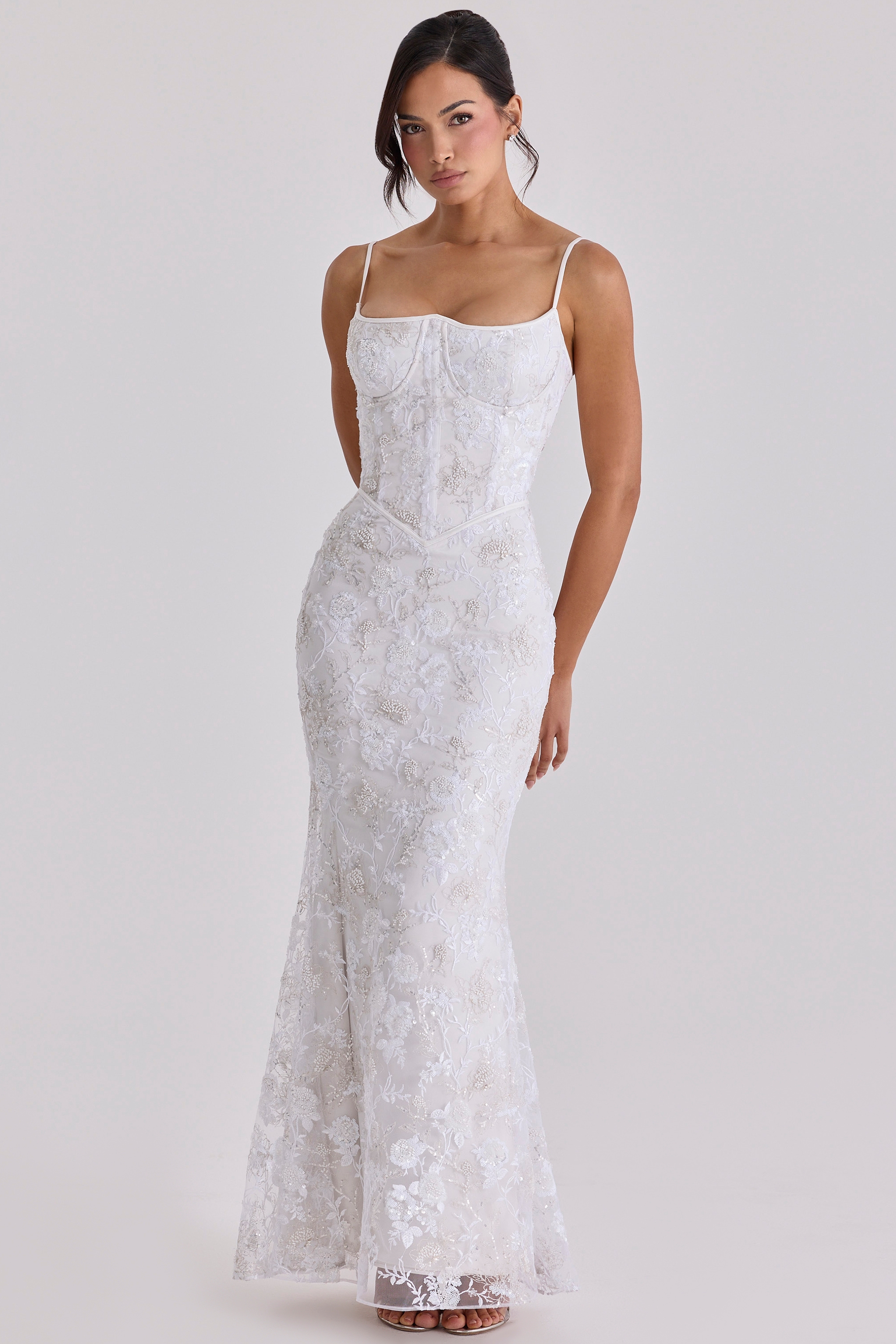 white hand beaded embellished bridal gown | House of CB