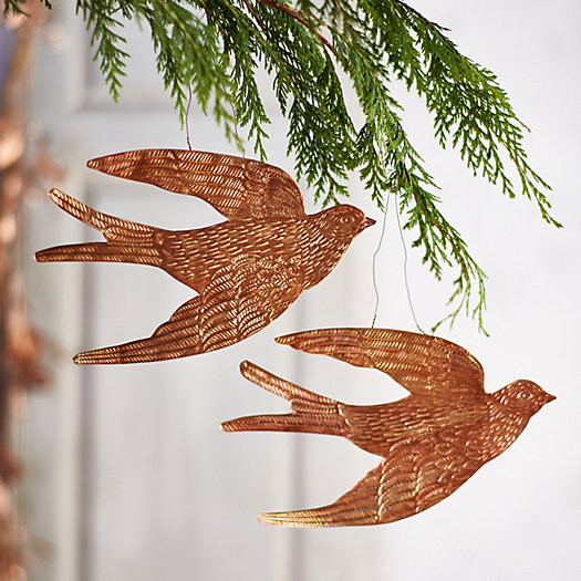 Golden Bird Ornaments, Set of 2 | Terrain
