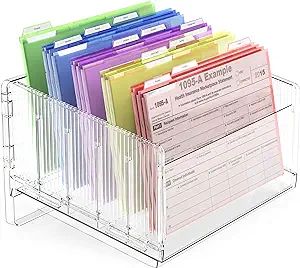 Cuukie File Sorter Organizer, 5 Sections Acrylic Letter Tray for Desk, Mail Organizer Letter Hold... | Amazon (US)