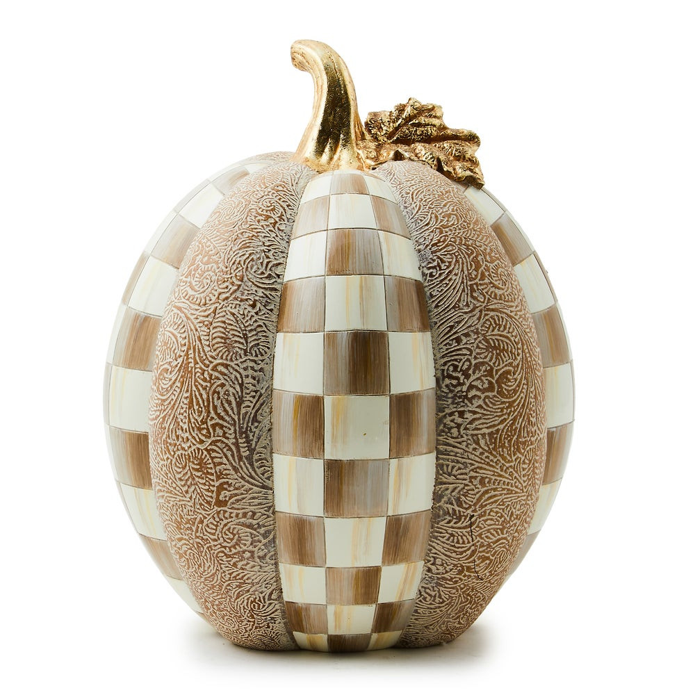 Mocha Check & Block Print Short Pumpkin | MacKenzie-Childs