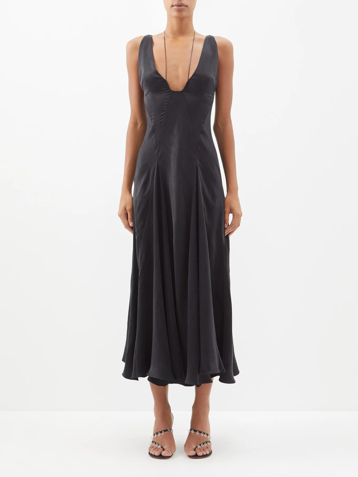 Tauri V-neck satin midi dress | 16Arlington | Matches (US)