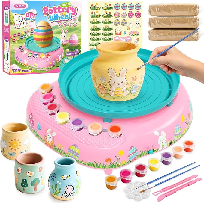 Easter Pottery Wheel for Kids– Complete DIY Pottery Painting Kit for Ages 8-12 Beginners with 3... | Amazon (US)