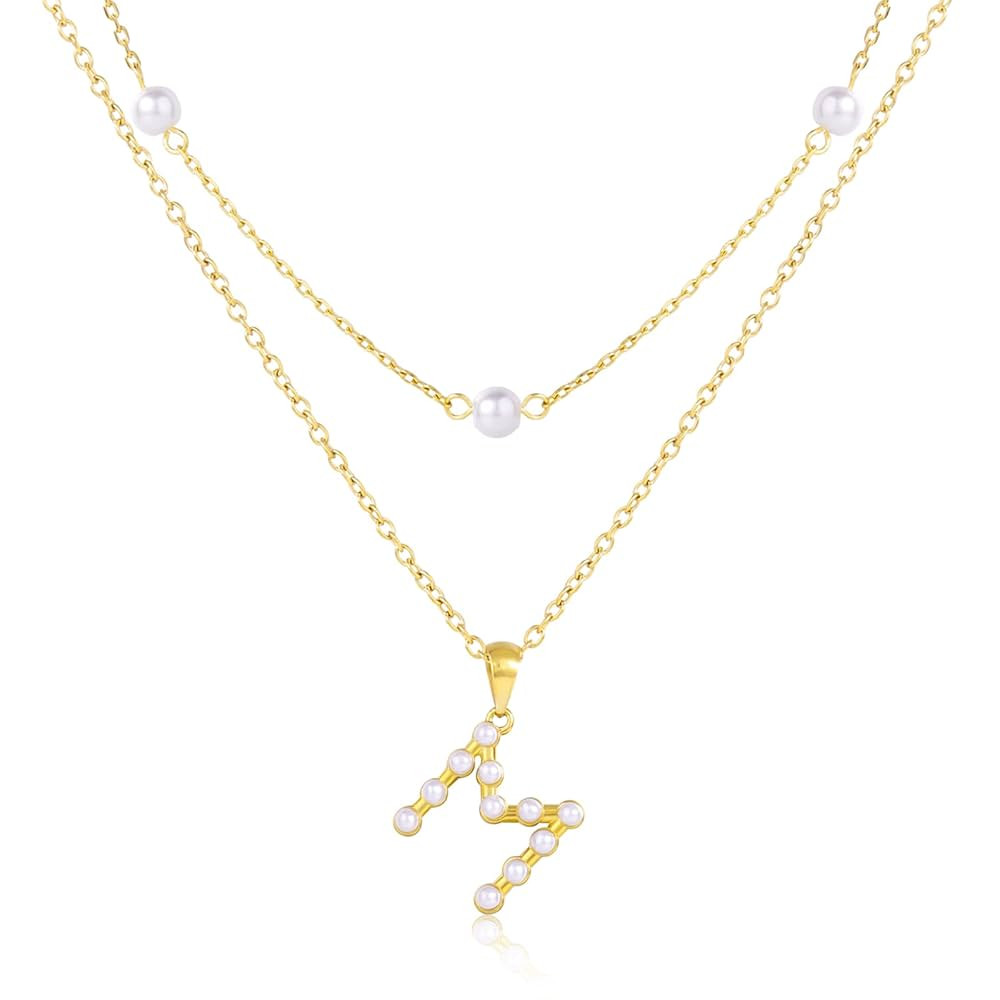 CARITATE Gold Pearl Initial Necklaces For Women Girls Trendy, Dainty Pearl Letter Necklace Cute J... | Amazon (US)