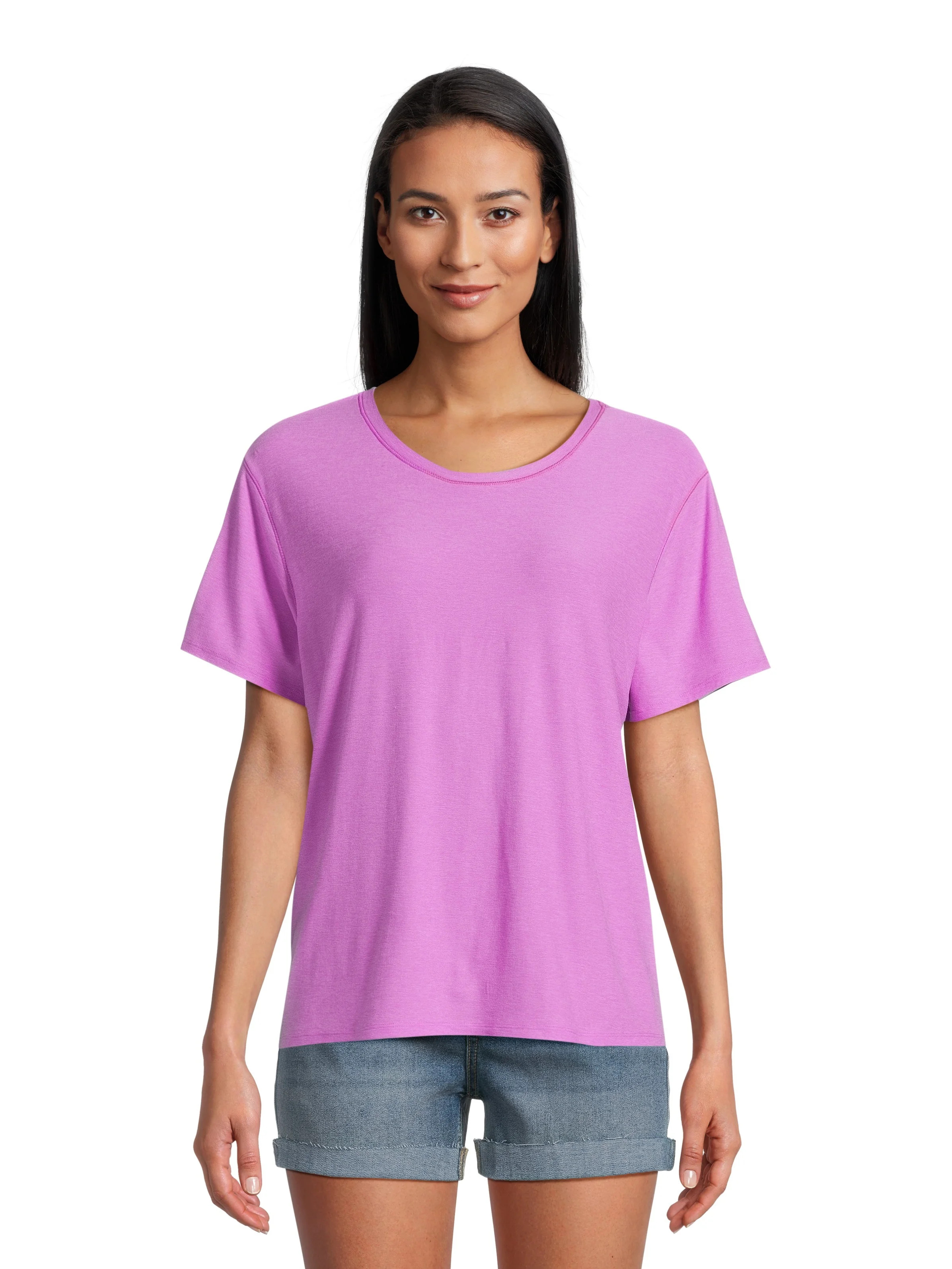 Athletic Works Women's and Women's Plus ButterCore Tee with Short Sleeves, Sizes XS-4X | Walmart (US)