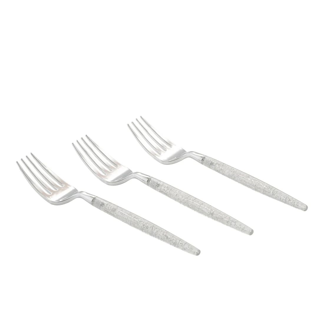 Silver Glitter Plastic Mini Forks (Cutlery) | Ellie and Piper