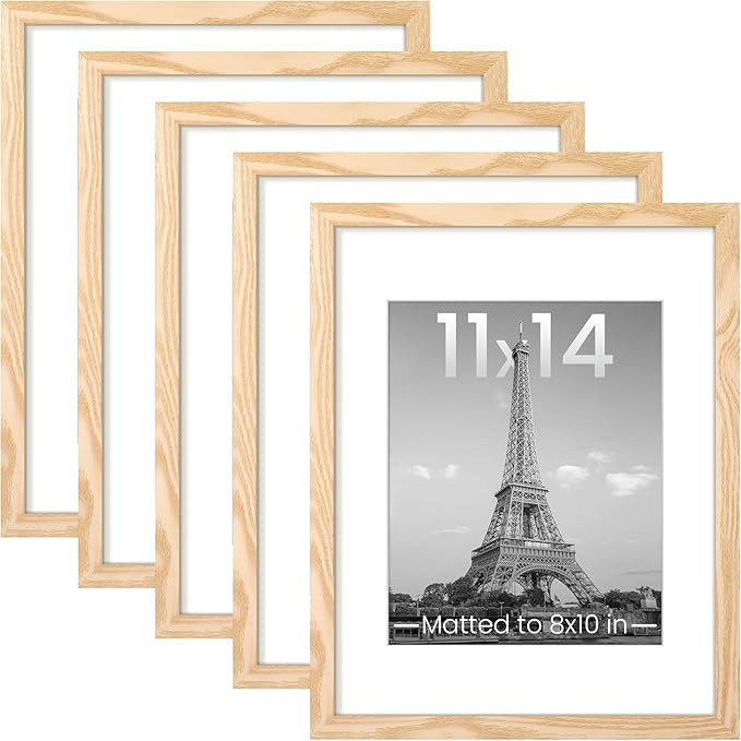 upsimples 11x14 Picture Frame Set of 5, Display Pictures 8x10 with Mat or 11x14 Without Mat, Wall... | Amazon (US)