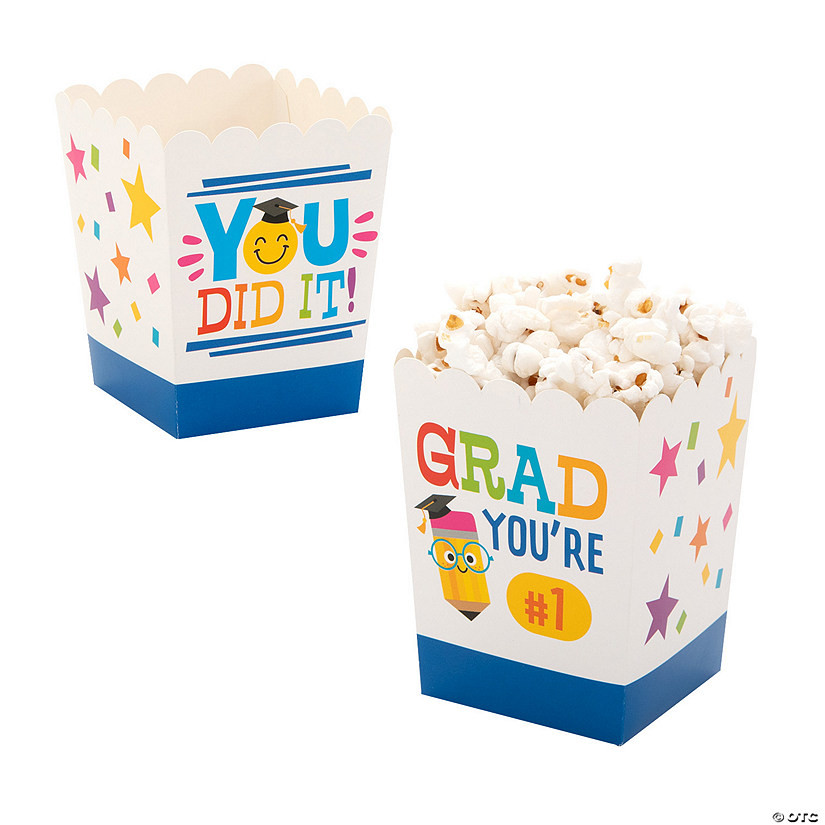 3" x 4" Elementary Grad You Did It Cardstock Popcorn Boxes - 12 Pc. | Oriental Trading Company