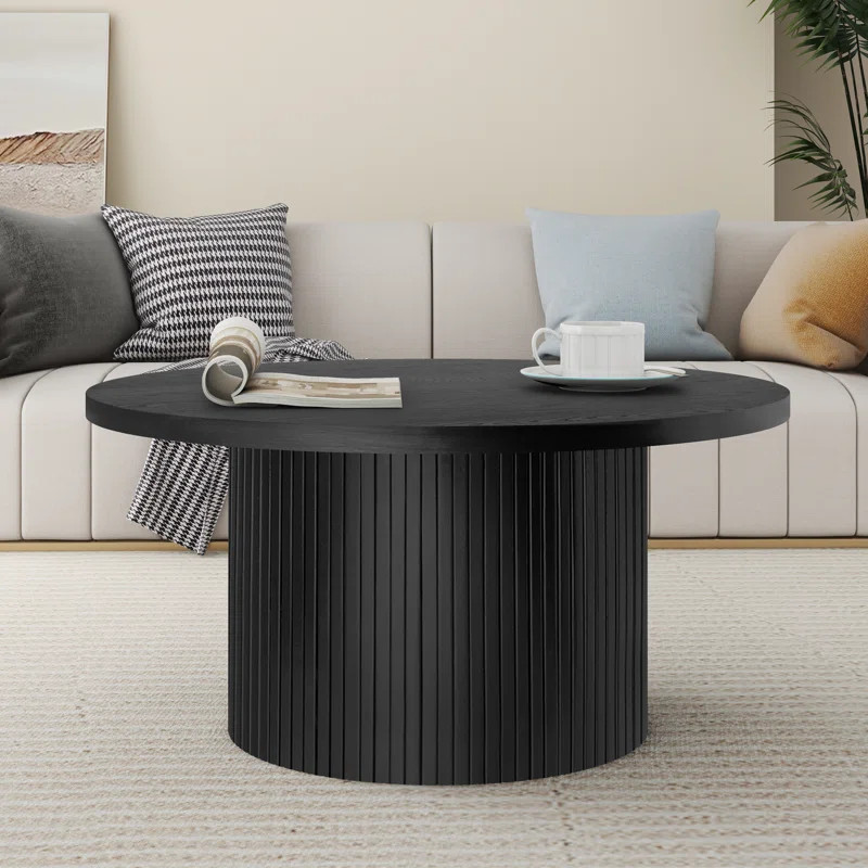 Charleily Pedestal Wood Round Coffee Table | Wayfair North America