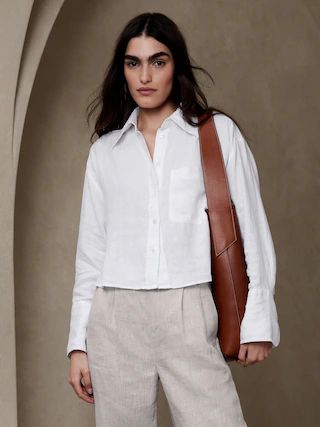 The Boxy Cropped Linen Shirt | Banana Republic (US)