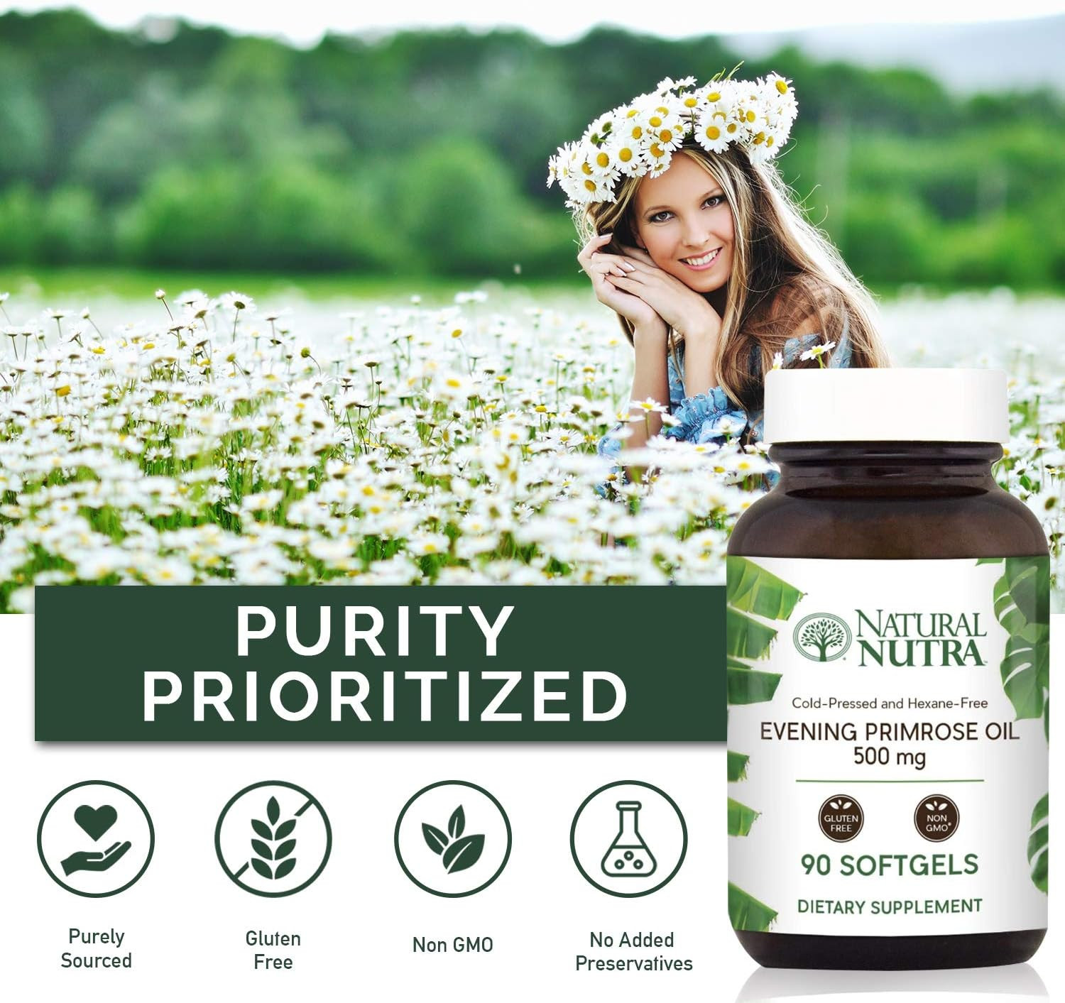 Natural Nutra Evening Primrose Oil Supplement from Fatty Acid, Non-GMO, Cold Pressed, 500 mg, 90 ... | Amazon (US)