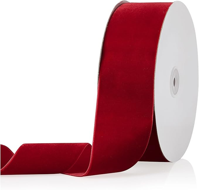 2" X 20 Yards Red Velvet Ribbon for Christmas Tree Wreath Vintage Decoration Handmade Crafts Orna... | Amazon (US)