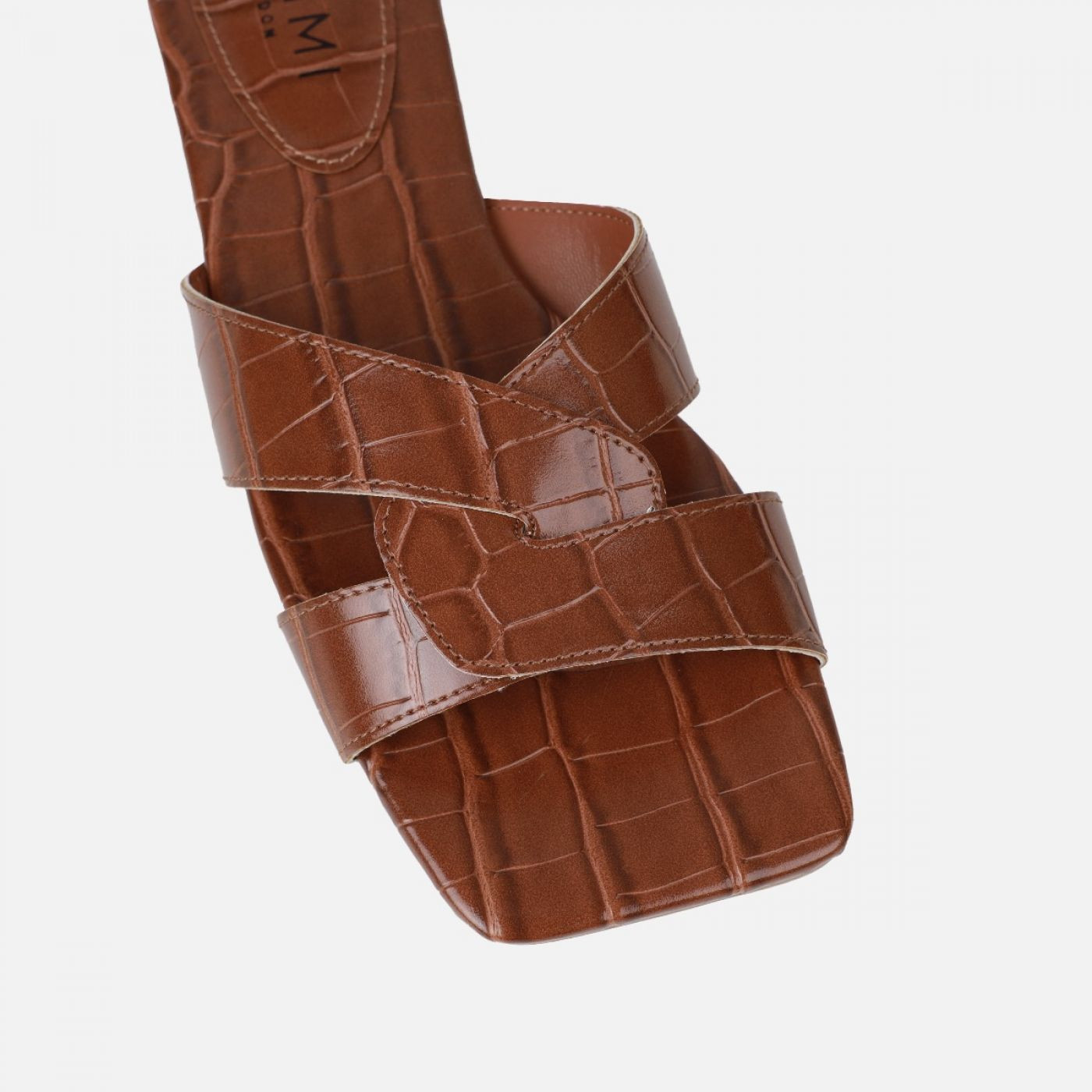 Cherie Tan Faux Croc Print Flat Sandals | Simmi Shoes