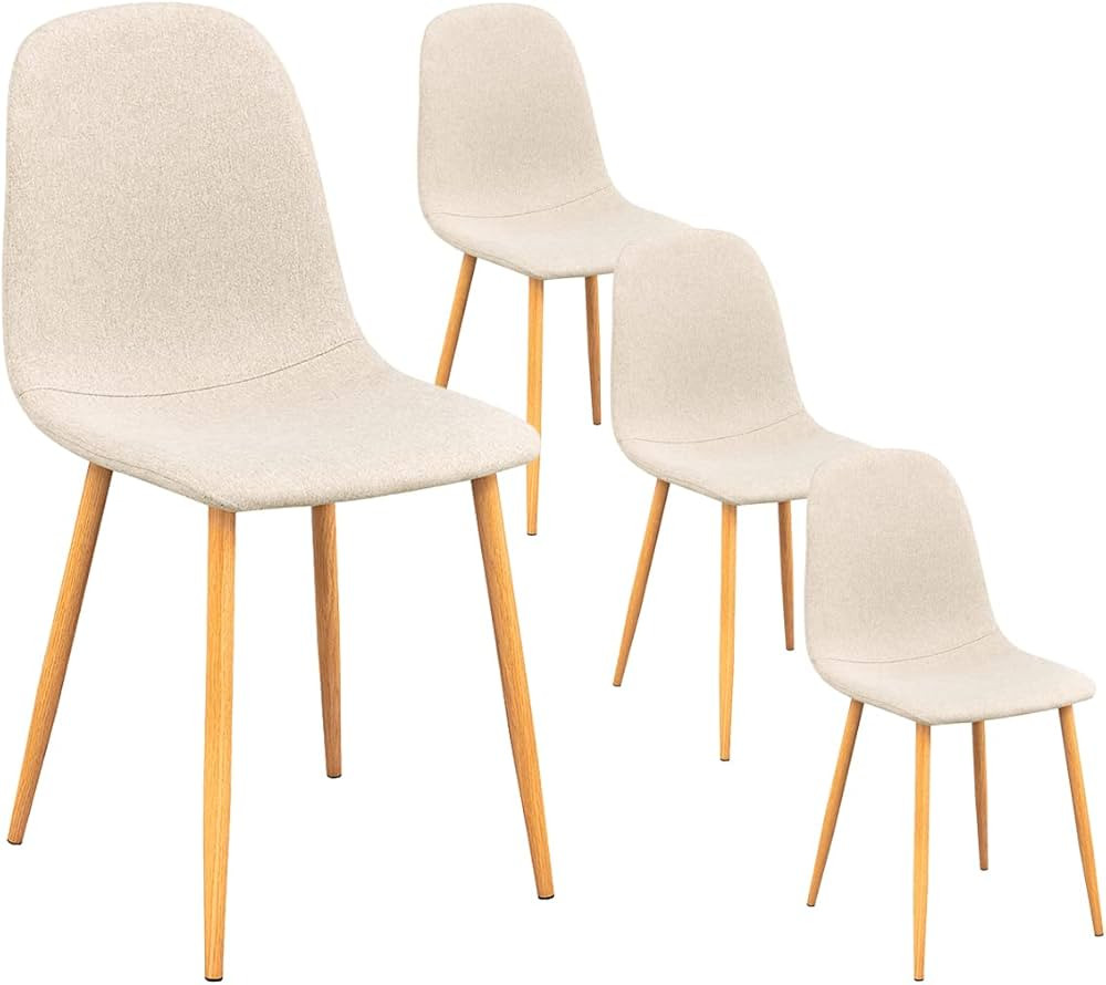 FurnitureR Juego de 4 sillas de Comedor tapizadas de Lino Minimalista, Silla Auxiliar sin Brazos ... | Amazon (ES)