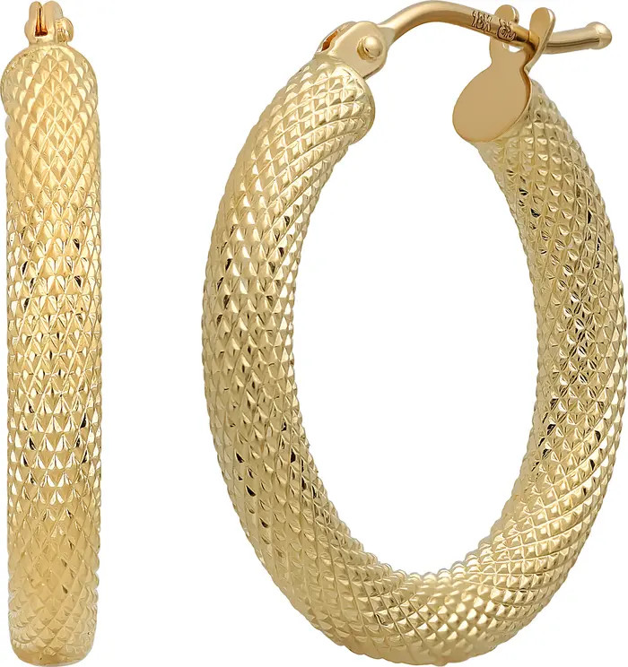 14K Gold Textured Hoop Earrings | Nordstrom