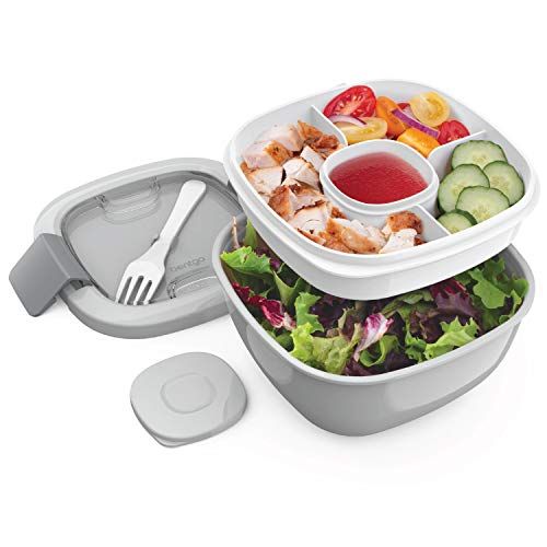 Bentgo® Salad - Stackable Lunch Container with Large 54-oz Salad Bowl, 4-Compartment Bento-Style... | Amazon (US)