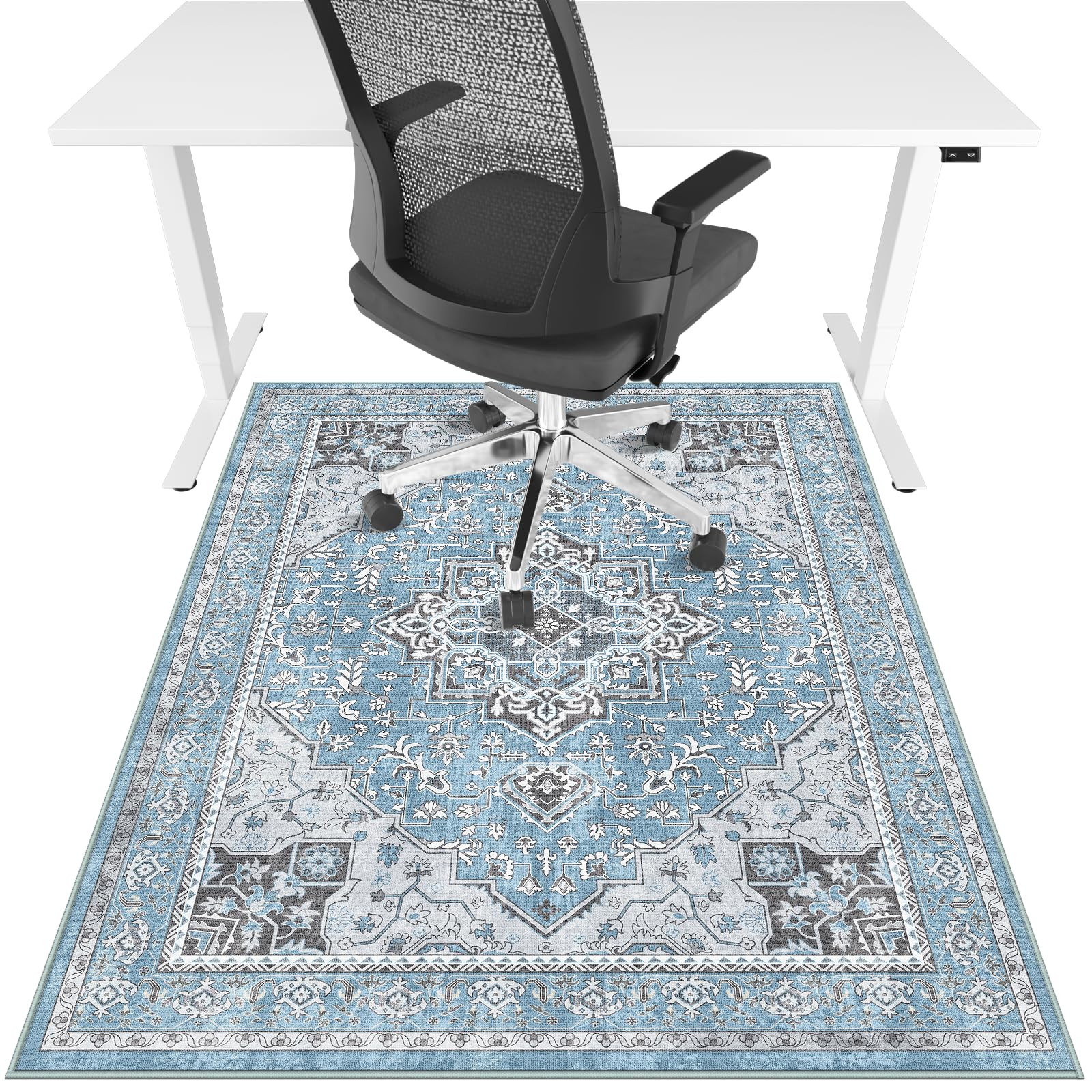 Office Chair Mat for Hardwood Floor & Tile Floor,36"X 48" Heavy Duty Desk Chair Mat for Hard Floors, Under Desk Rug for Rolling Computer Chair,Anti Slip,Low Pile Carpet Floor Protector-Blue | Amazon (US)
