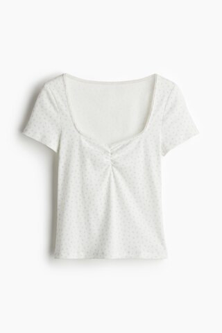 H & M - Picot-Trimmed T-Shirt - White | H&M (US + CA)