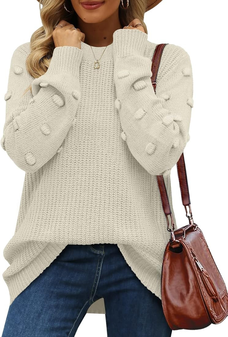 XIEERDUO Sweaters for Women Long Sleeve Chunky Knit Pullover Sweater Pullover Crewneck Sweatshirts F | Amazon (US)