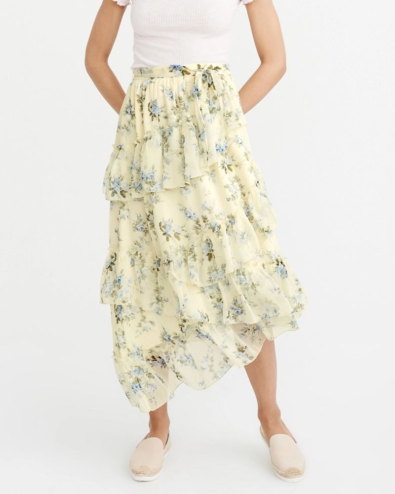 Womens Asymmetrical Ruffle Skirt | Abercrombie & Fitch US & UK