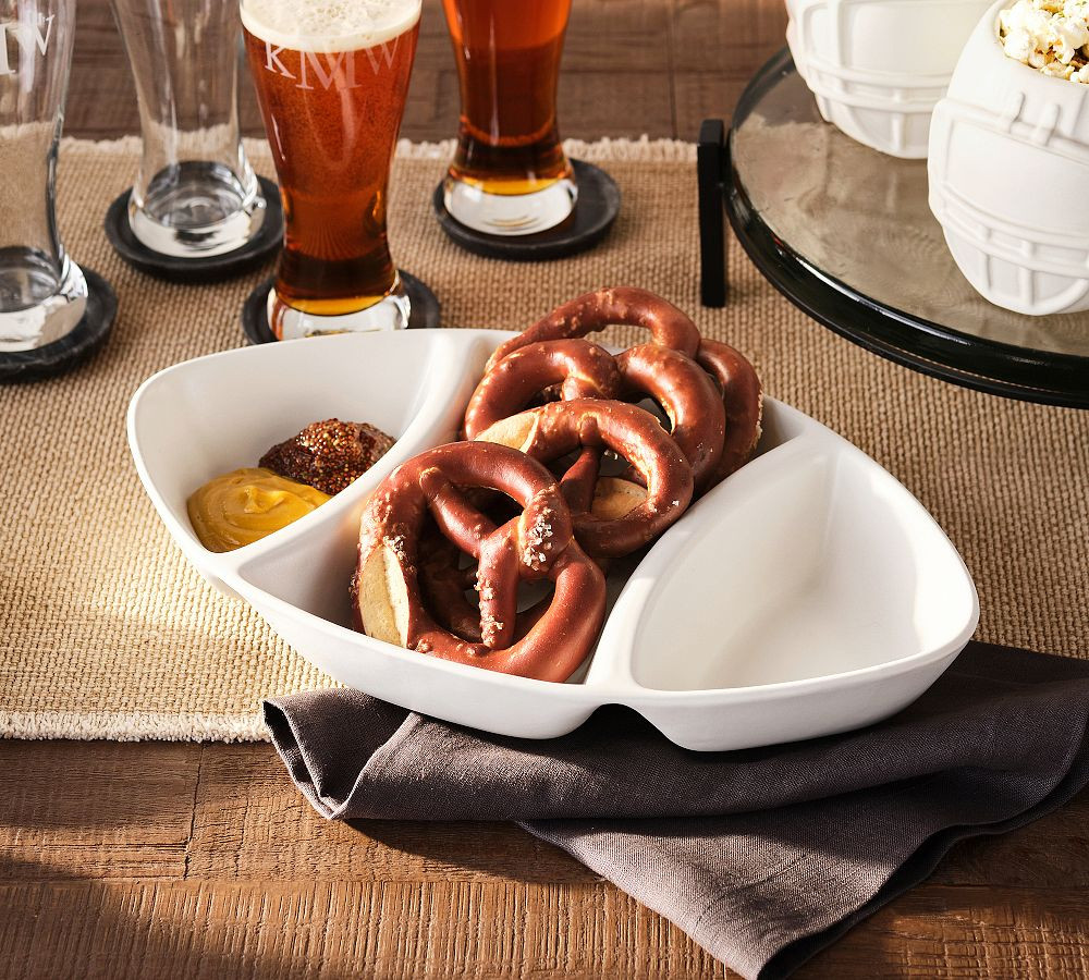 Football Stoneware Divided Serving Platter | Pottery Barn (US)