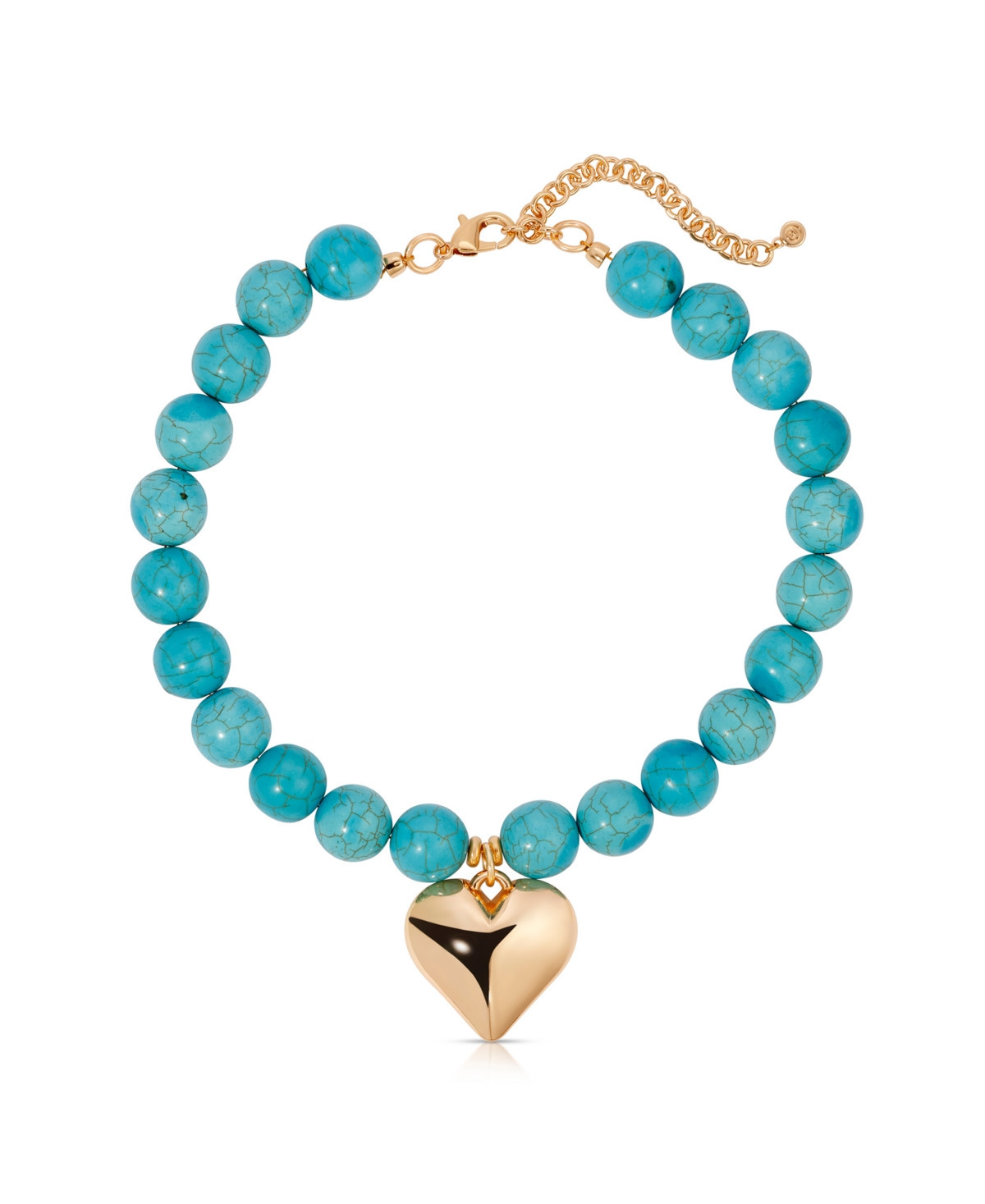 Ettika Chunky Beaded Turquoise Gold Heart Necklace - Turquoise | Macy's
