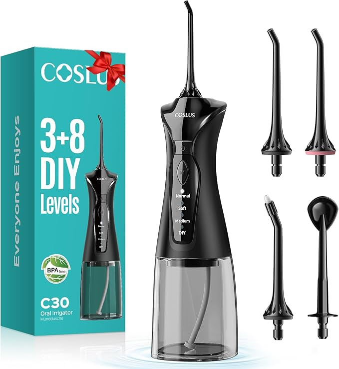 COSLUS Water Dental Flosser Pick for Teeth C30(FC5360): 4 Modes Cordless Portable 300ML Larger Ta... | Amazon (US)