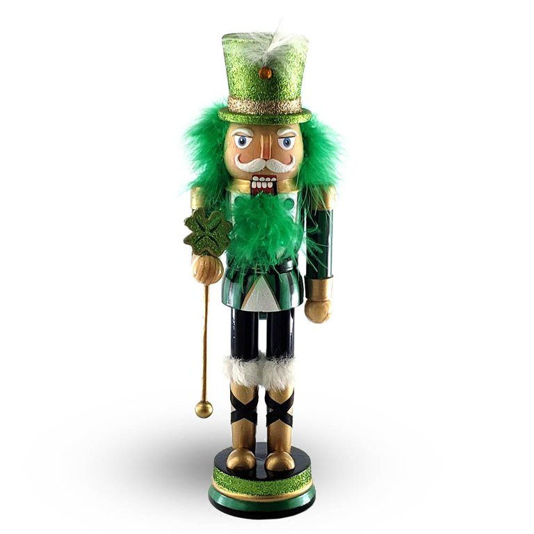 St Patricks Day Nutcracker Glitter Green Four Leaf Clover 12 inch | Walmart (US)