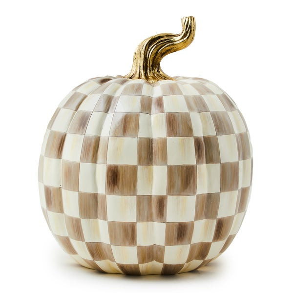 MacKenzie-Childs Mocha Check Large Pumpkin Figurine | MacKenzie-Childs