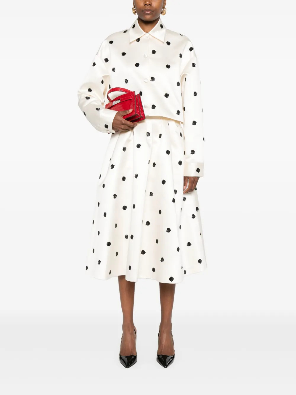 MARKGONG polka-dot A-line Skirt | White | FARFETCH GE | Farfetch Global