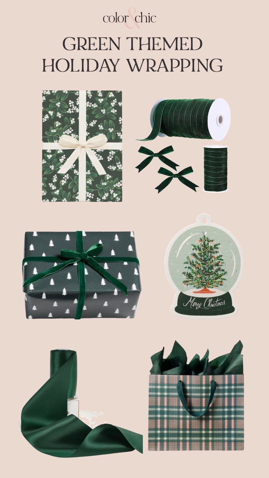 Green holiday wrapping theme that is a classic for the season. Perfect for gift giving! 

#LTKHoliday #LTKGiftGuide