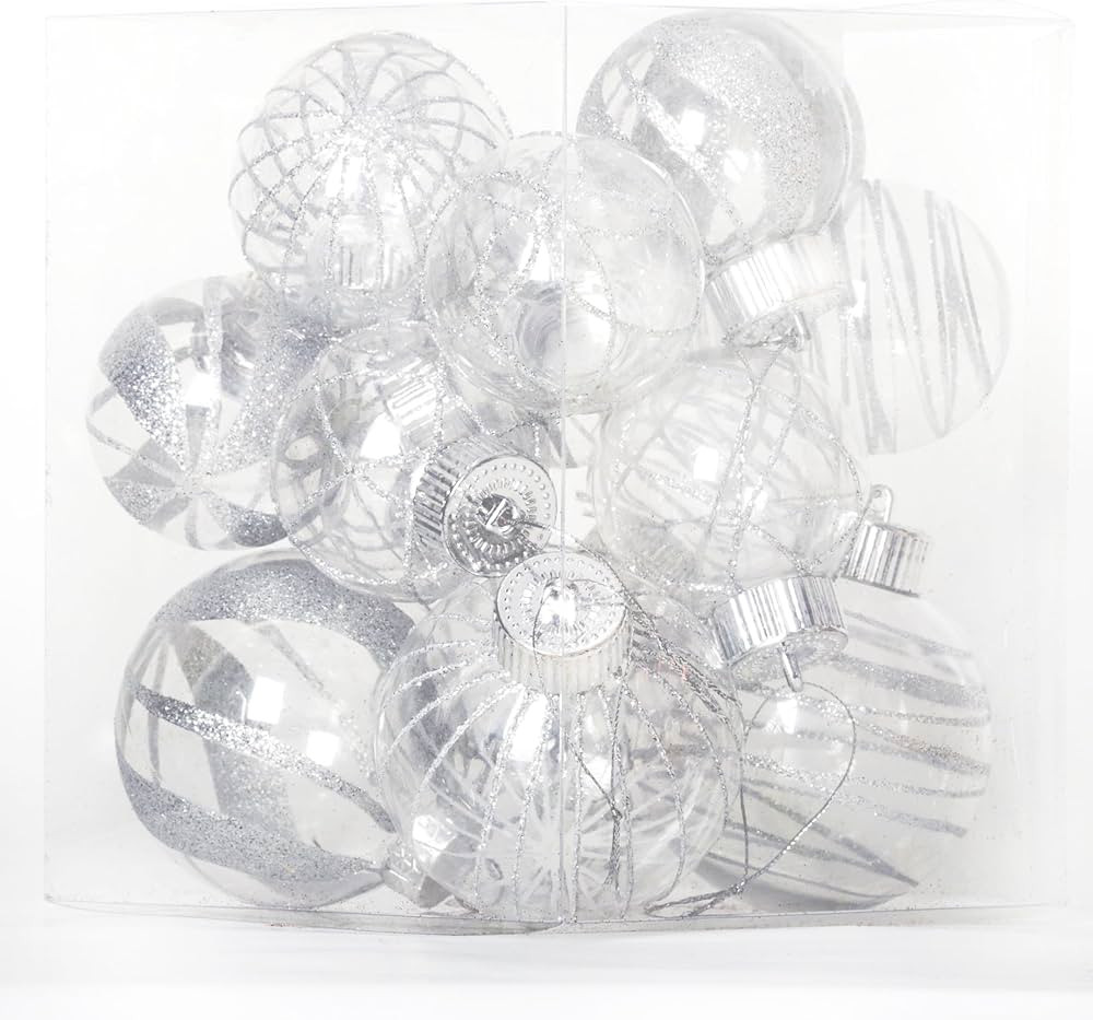 Christmas Ball Ornaments Set 20 pcs Multi-Size Shatterproof Clear Glitter Pastic Christmas Tree O... | Amazon (US)